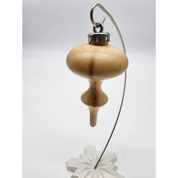 Handmade Set of 2 Wooden Ornaments Unique Finial Shaped Light wood Minimalist - Picture 10 of 12